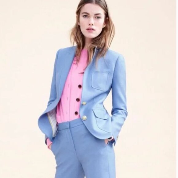 J. Crew 1035 Rhodes Italian Wool Baby Light Blue Blazer Jacket Size 10T - Picture 2 of 14